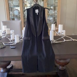 Long black satin lapel vest